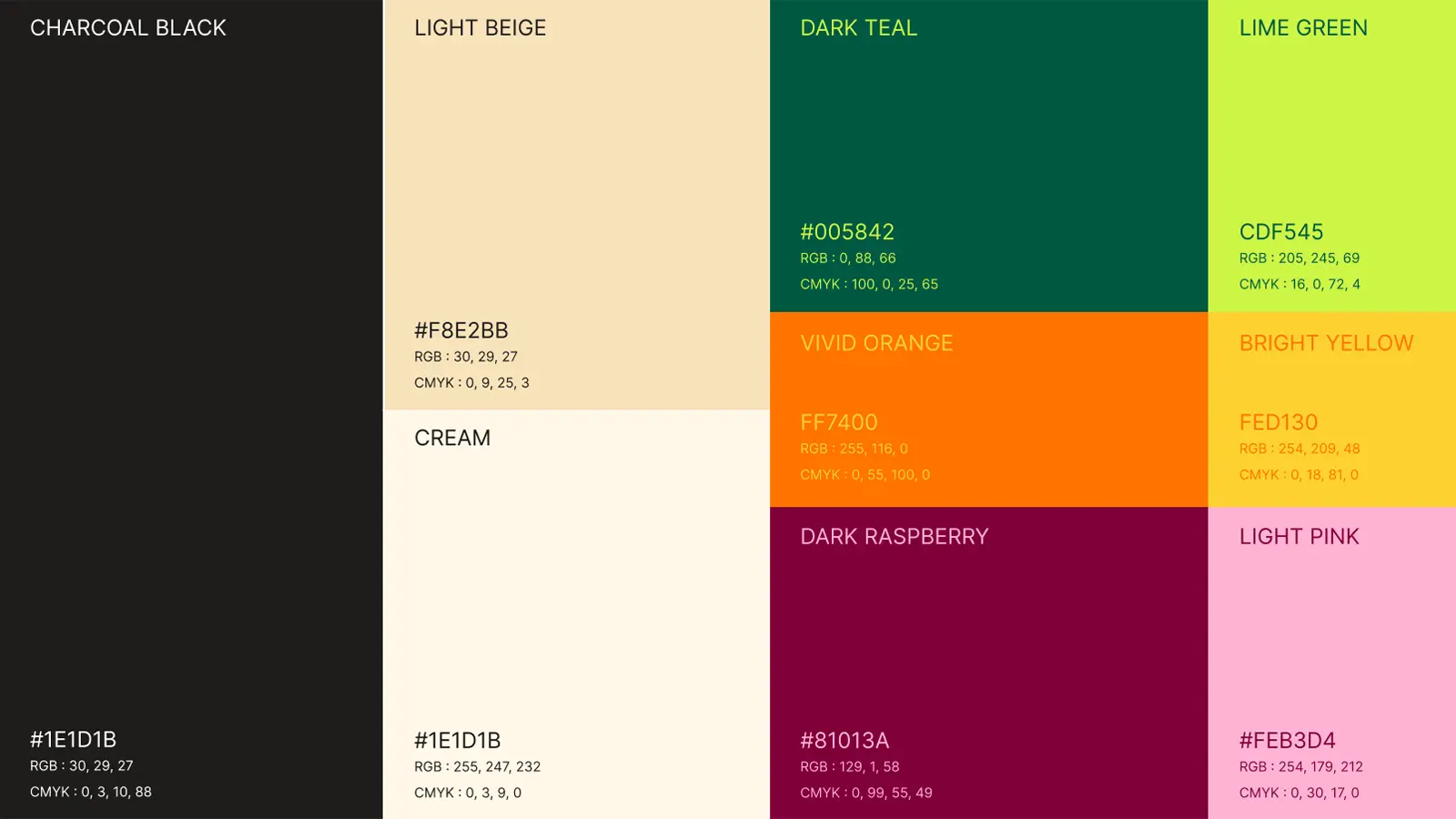 Toka - Palette de couleurs